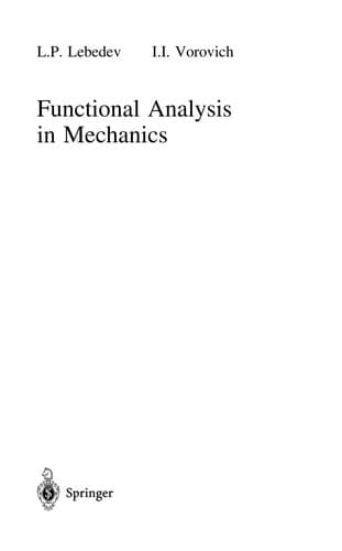 Cover of Functional analysis in mechanics by L. P Lebedev