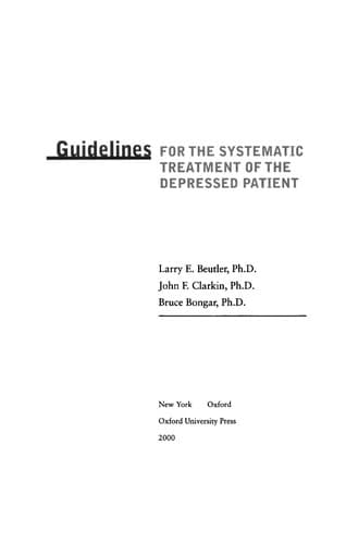Cover of Guidelines for the systematic treatment of the depressed patient by Larry E. Beutler