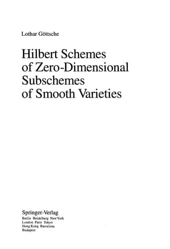 Cover of Hilbert Schemes of zero-dimensional subschemes of smooth varieties by Lothar Göttsche
