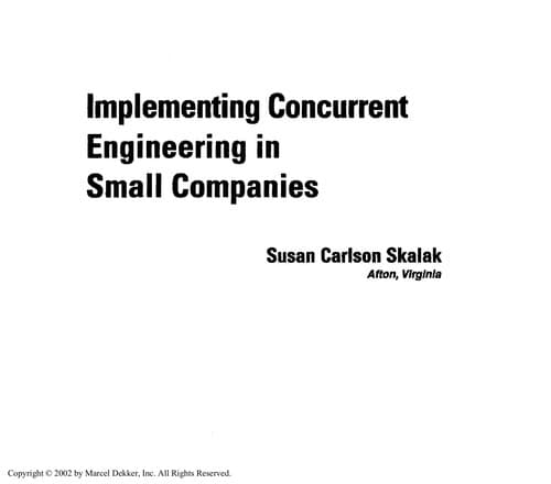 Cover of Implementing concurrent engineering in small companies by Susan Carlson Skalak
