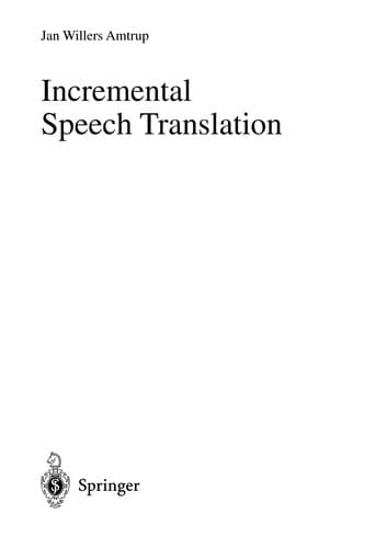 Cover of Incremental speech translation by Jan Willers Amtrup