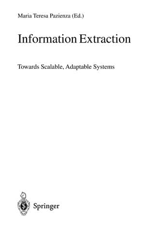 Cover of Information extraction by SCIE-99 (1999 Frascati, Italy)