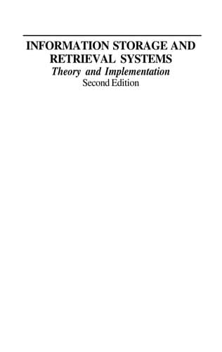 Cover of Information storage and retrieval systems by Gerald Kowalski