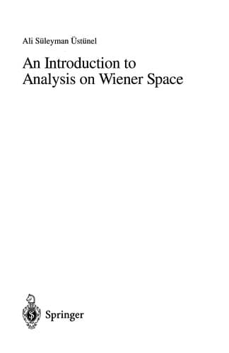 Cover of An introduction to analysis on Wiener space by A. S. Ustunel