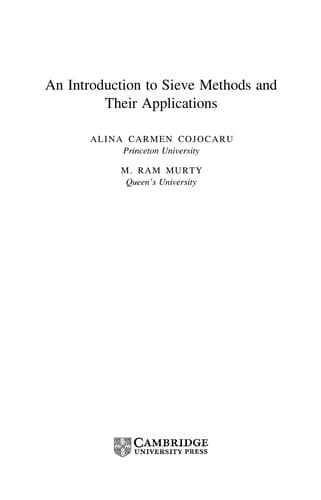 Cover of An introduction to sieve methods and their applications by Alina Cojocaru