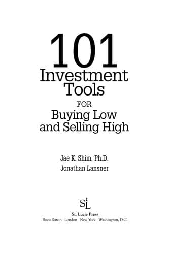 Cover of 101 investment tools for buying low and selling high by Jae K Shim