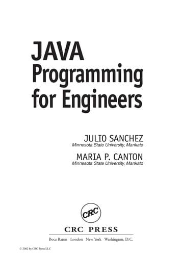 Cover of Java programming for engineers by Julio Sanchez