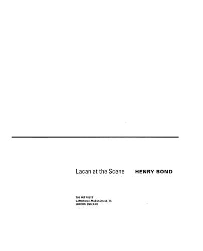 Cover of Lacan at the scene by Henry Bond