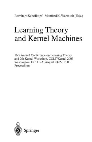 Cover of Learning theory and Kernel machines by Conference on Computational Learning Theory (16th 2003 Washington, D.C.)