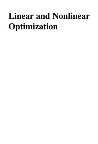 Cover of Linear and nonlinear optimization by Igor Griva