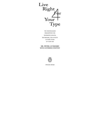Cover of Live right 4 your type by Peter D'Adamo