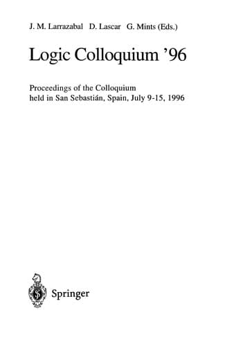 Cover of Logic Colloquium '96 by Logic Colloquium (1996 San Sebastián, Spain)