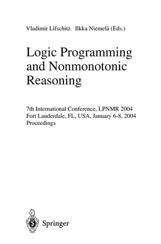 Cover of Logic programming and nonmonotonic reasoning by LPNMR 2004 (2004 Fort Lauderdale, Fla)