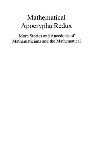 Cover of Mathematical apocrypha redux by Steven G. Krantz
