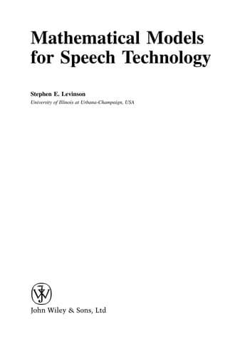 Cover of Mathematical models for speech technology by Stephen C Levinson