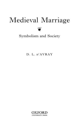 Cover of Medieval marriage by D. L D'Avray