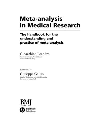 Cover of Meta-analysis in medical research by Gioacchino Leandro