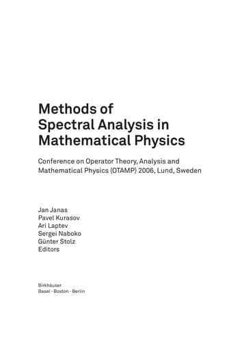 Cover of Methods of spectral analysis in mathematical physics by Conference on Operator Theory, Analysis and Mathematical Physics (2006 Lund University)