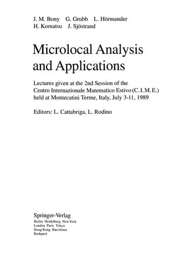 Cover of Microlocal Analysis and Applications by J. M. Bony