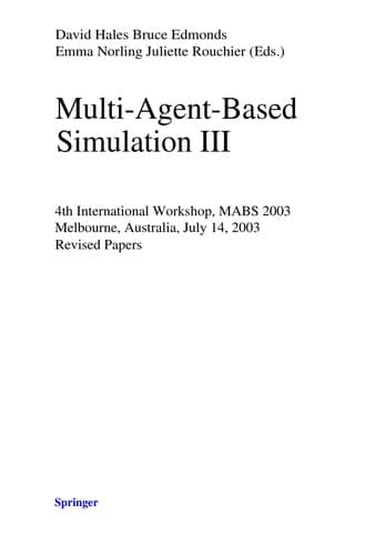 Cover of Multi-agent-based simulation III by MABS 2003 (2003 Melbourne, Vic.)