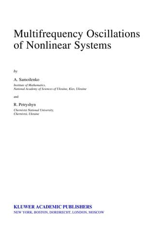 Cover of Multifrequency oscillations of nonlinear systems by A. M. Samoĭlenko