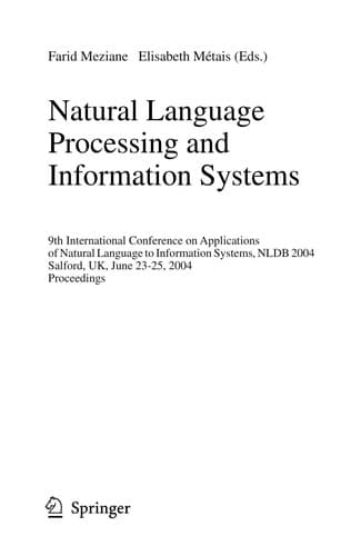 Cover of Natural language processing and information systems by International Conference on Applications of Natural Language to Information Systems (9th 2004 Salford, England)