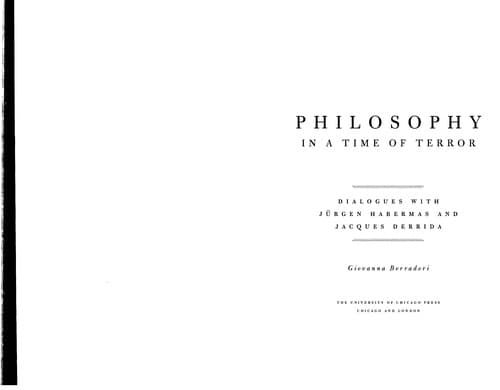 Cover of Philosophy in a time of terror by Jürgen Habermas