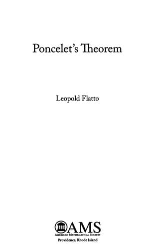 Cover of Poncelet's theorem by Leopold Flatto