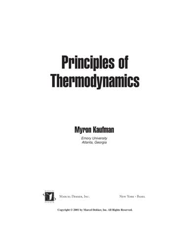 Cover of Principles of thermodynamics by Myron Kaufman