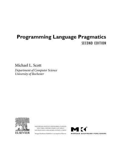 Cover of Programming language pragmatics by Michael Lee Scott