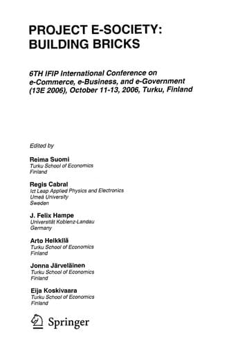 Cover of Project e-society by IFIP Conference on E-Commerce, E-Business, E-Government (6th 2006 Turku, Finland)