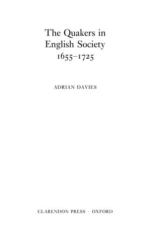 Cover of The Quakers in English society, 1655-1725 by Davies, Adrian Dr