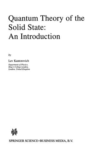 Cover of Quantum theory of the solid state by Lev Kantorovich