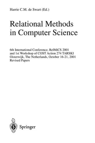 Cover of Relational methods in computer science by RelMICS 2001 (2001 Oisterwijk, Netherlands)