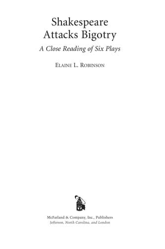 Cover of Shakespeare attacks bigotry by Elaine L. Robinson