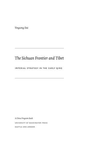 Cover of The Sichuan frontier and Tibet by Yingcong Dai