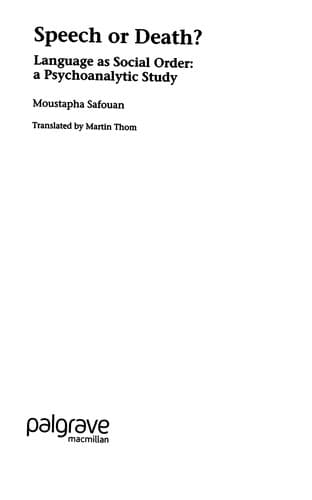Cover of Speech or death? by Moustafa Safouan
