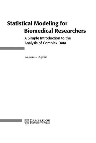 Cover of Statistical modeling for biomedical researchers by William D. Dupont