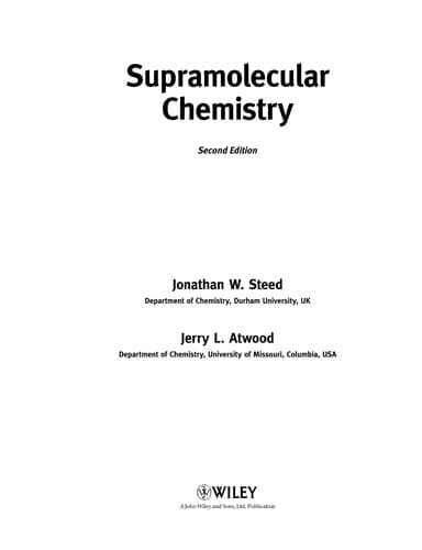 Cover of Supramolecular chemistry by Jonathan W. Steed