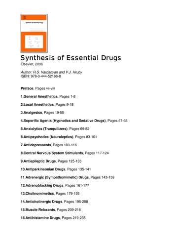 Cover of Synthesis of essential drugs by Ṛuben Vardanyan