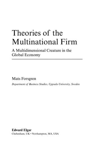 Cover of Theories of the multinational firm by Mats Forsgren