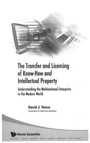 Cover of The Transfer And Licensing of Know-how And Intellectual Property by David J. Teece