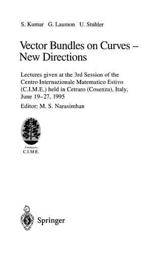 Cover of Vector bundles on curves--new directions by Kumar, S