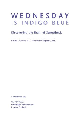Cover of Wednesday is indigo blue by Richard E. Cytowic