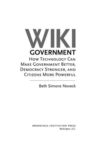 Cover of Wiki government by Beth Noveck