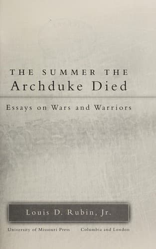 Cover of The summer the Archduke died by Louis Decimus Rubin