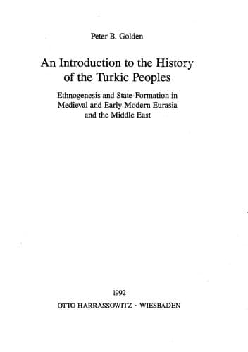 Cover of An introduction to the history of the Turkic peoples by Peter B. Golden