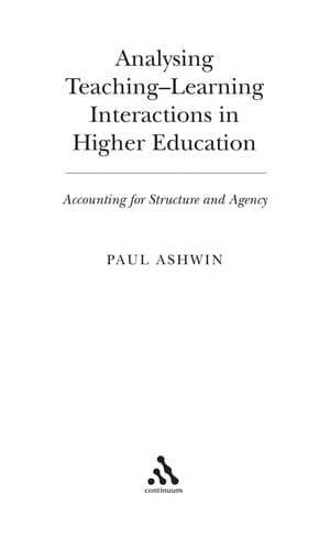 Cover of Analysing teaching-learning interactions in higher education by Paul Ashwin