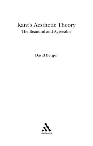 Cover of Kant's aesthetic theory by David Berger