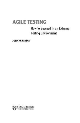 Cover of Agile testing by Watkins, John